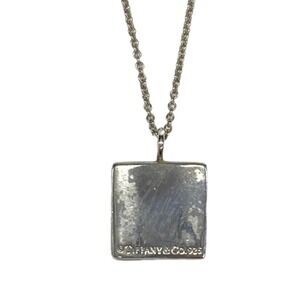 Tiffany Co Necklace Choker Logo Plate Notes Square Sterling Silver